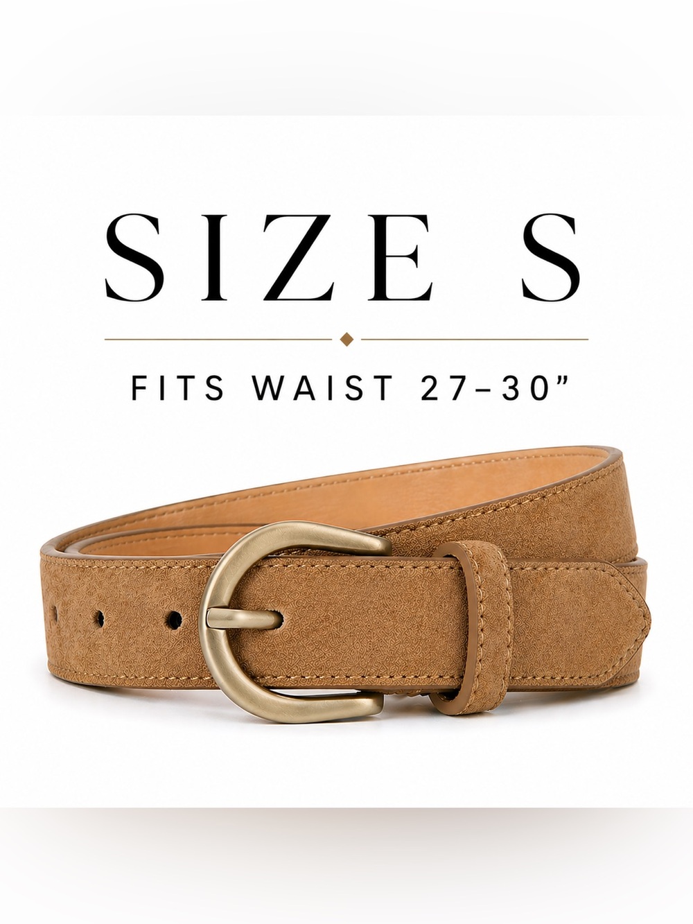 Women's Genuine Suede Belt for Jeans Dresses Pants Size S  Brown and